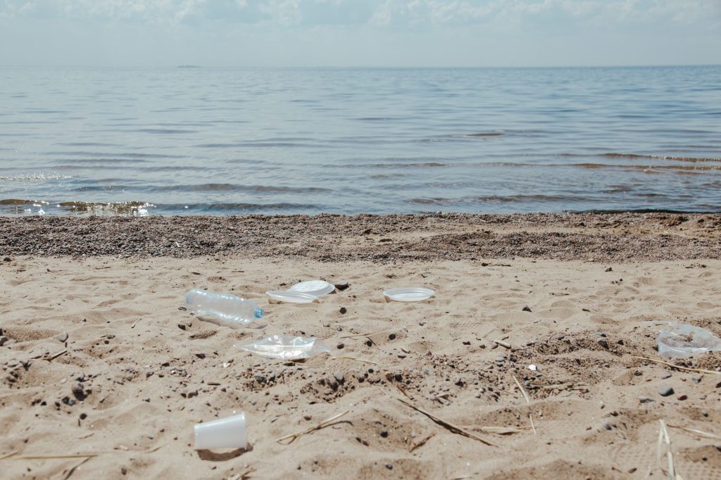 Déchets plastiques échoués sur une plage, principale source de pollution des océans
